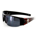 Marseilles Designer Sunglasses with Flame Pattern and Fleur de Lis Emblem