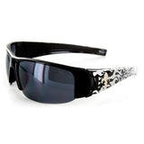 Marseilles Designer Sunglasses with Flame Pattern and Fleur de Lis Emblem