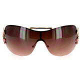 Outer Banks Women's Designer Sunglasses with Stylish Shield Lens and Fleur de Lis Emblem (Pink w/ Rose)