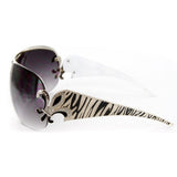 Outer Banks Women's Designer Sunglasses with Stylish Shield Lens and Fleur de Lis Emblem (Black w/ Smoke)