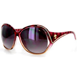"Masquerade" Designer Sunglasses - Fleur de Lis Emblem and Large Lenses 100%UV