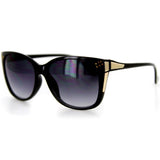 "Stella" Trendy Wayfarer Sunglasses, Crystals, Gold Accents-Large Lens - 100%UV
