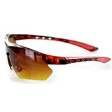 Daredevil Fashion Bifocal Sunglasses with Wrap-Around Sports Design and Anti-Glare Coating for Youthful and Active Men (Tortoise + Red w/ Amber +1.50)