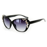 "Rose" Vintage-Inspired Sunglasses with Floral Embellishment - 100% UV