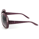Glyphic 9411 Women's Designer Sunglasses with Unique Stylish Patterned Frames and Large Lenses (Purple/Black + Smoke)
