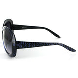 Glyphic 9411 Women's Designer Sunglasses with Unique Stylish Patterned Frames and Large Lenses (Black/Blue + Smoke)