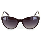 "Mosaic" Fashion Cateye Sunglasses with Patterned Temples for Stylish Women (Purple w/ Smoke)