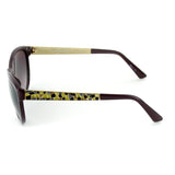 "Mosaic" Fashion Cateye Sunglasses with Patterned Temples for Stylish Women (Purple w/ Smoke)