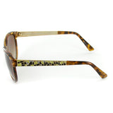 "Mosaic" Fashion Cateye Sunglasses with Patterned Temples for Stylish Women (Tortoise w/ Amber)