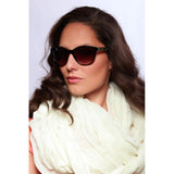 "Mosaic" Fashion Cateye Sunglasses with Patterned Temples for Stylish Women (Tortoise w/ Amber)