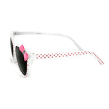 Aloha Kids "Lady Bugs" Polarized Sunglasses With Bow for Girls Age 4 & Up 100% UV (White)