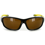 Power Sport X570021 Polarized Wrap Around Sports Sunglasses for Men and Women (Black & Yellow w/ Amber)