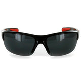 Power Sport X570019 Polarized Wrap Around Sports Sunglasses for Men and Women (Black & Red w/ Smoke)