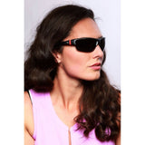 Power Sport X570019 Polarized Wrap Around Sports Sunglasses for Men and Women (Black & Red w/ Smoke)