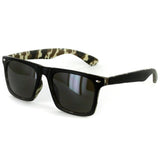 "Desert Sun" Wayfarer Sunglasses - Dark Mirror Lens and Camo Interior - Unisex