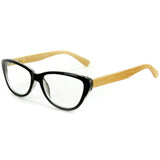 "Zen Valley" Cateye Wayfarer Reading Glasses with Woodgrain Temples for Women